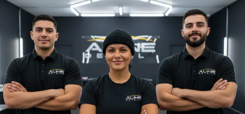 Professional auto detailing service in Lowell MA featuring interior and exterior car detailing, ceramic coating, paint correction, premium car wash, scratch repair, leather and plastic protection by Aline Details